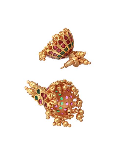 Traditional Design Kemp Stone Studded Gold-Plated Jewellery Set – Priyaasi