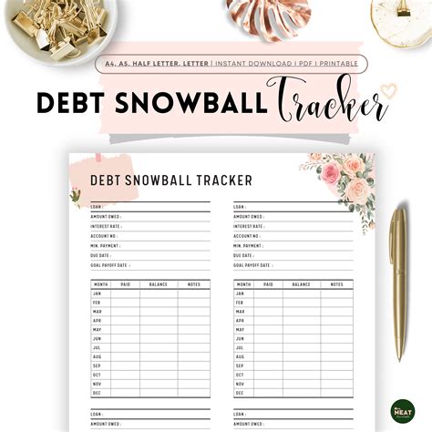 Floral Debt Snowball Tracker - mrsneat - Worksheets Library
