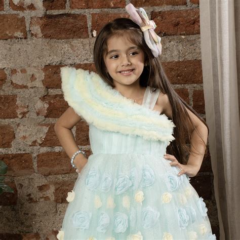 Buy Ministitch one shoulder ruffled sleeves with shimmer and 3d flower ...