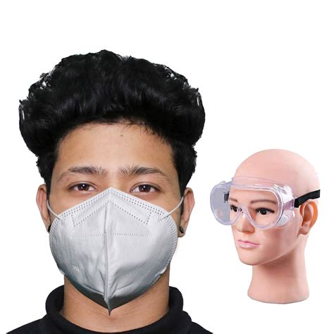 HACER Combo of 1 Piece Goggle N95 CE & ISO Certified 5 Layer Disposable ...