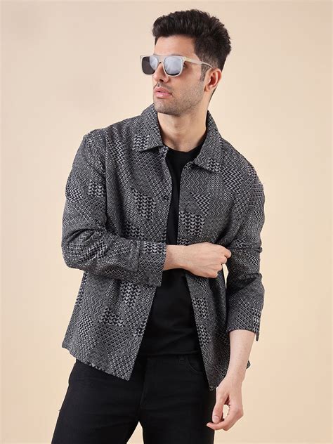 Men Jacquard-Weave Oversized Cotton Shacket – Urban Scottish