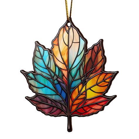 Maple Leaves Suncatcher Christmas Ornaments, Maple Leaf Stained Glass ...
