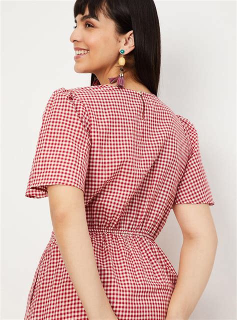 Buy Women Gingham Checked Cut-Out Dress Online at just Rs. 999.0 ...