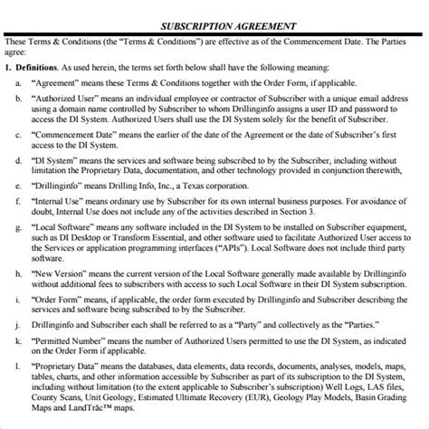 Image result for Subscription Agreement Example Website