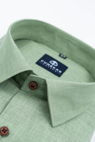 Olive Green Color Linen Formal Shirts For Men – Punekar Cotton