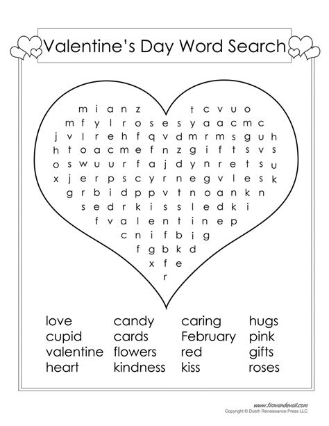 Valentine's Day Crossword Printable - FREE Printable A-Z