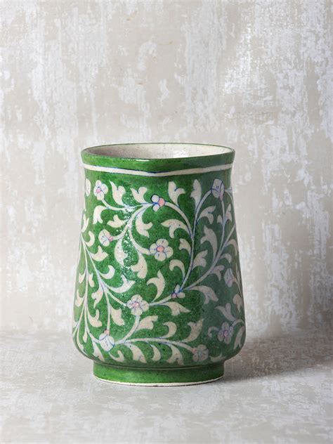 Blue Pottery Flower Vase With Handle – NEERJA INTERNATIONAL INC