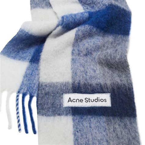Acne Studios Mohair Checked Scarf White/Grey/Royal Blue Price in India ...