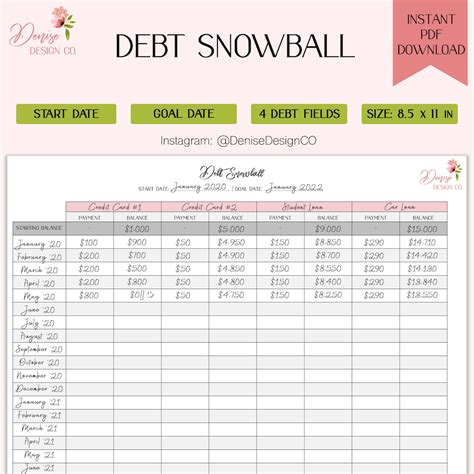 Debt Snowball Printable Sheet: Dave Ramsey Inspired Debt Snowball Sheet ...