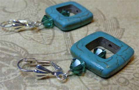 Modern Fun Turquoise Howlite and Swarovski Earrings