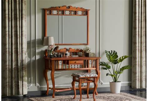 Dressing Table: Buy Gella Dressing Table (Teak Finish) Online : Urbanwood