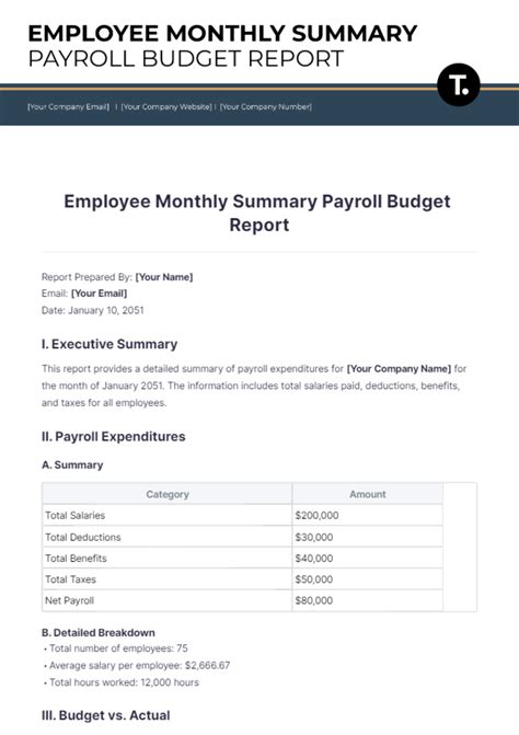 Image result for Payroll Summary Example