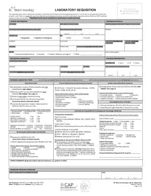 Fillable Online NEURO -IMMUNO L O G Y LABORATORY REQUI SI TI ON Fax ...