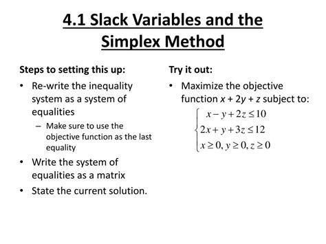 Image result for Simplex Method Maximization Example Problems 2 Slack Variables