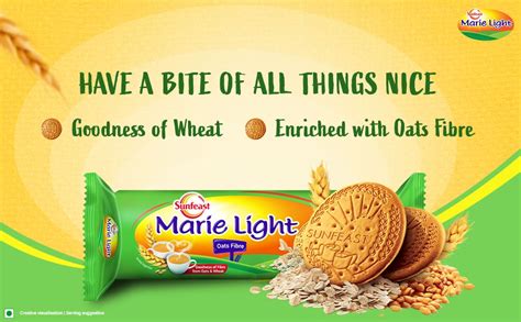 Sunfeast Marie Light Oats Fibre, Marie Biscuits with Oats and Wheat ...