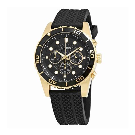 Buy Bulova Sport Chronograph Black Dial Black Rubber Mens Watch 98A191 ...