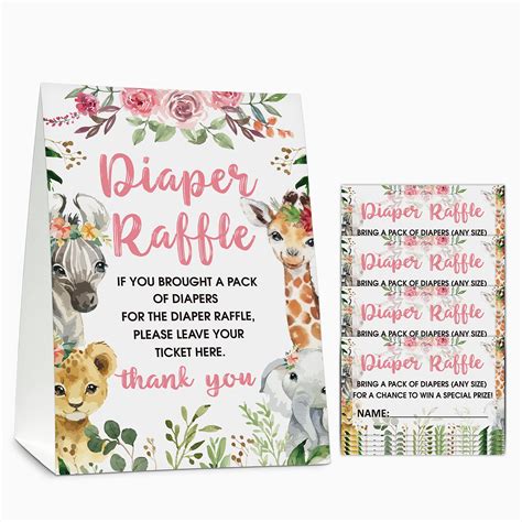 Buy Diaper Raffle Baby Shower Game Set(1 Standing Sign + 50 Guessing ...