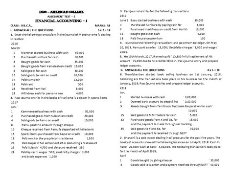 FA1 CA2 - PRACTICAL - INDO – AMERICAN COLLEGE ASSESMENT TEST – 2 ...