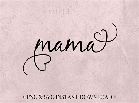 Mama Mom Script Type Handwritten Font Heart Mother's Day - Etsy UK in ...
