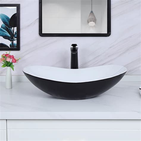 Davivy 24.5'' X 13.8'' Matte Black Oval Vessel Sink with Pop Up Drain ...