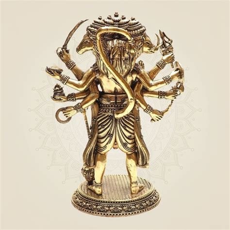 Powerful 8″ Brass Hanuman Idol – Multi-Armed Divine Murti