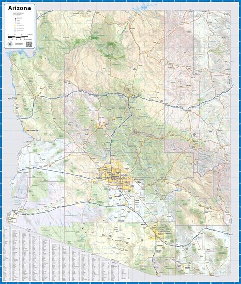 Buy Arizona Laminated Wall Map (36 Wide by 42” high) Online at Lowest ...
