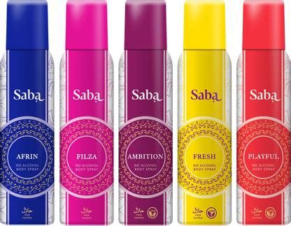 Saba Pack of 5 Deodorants | No Alcohol Body Spray For Women |Arfin ...