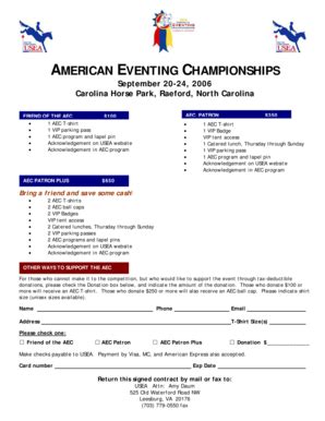 Fillable Online AEC Fund Raising Form (Patrons) Fax Email Print - pdfFiller