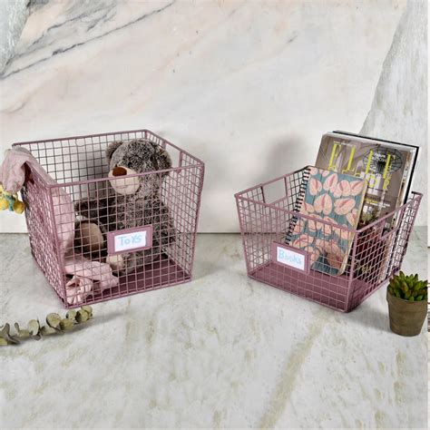 Elan GRID Square Baskets for Vegetables and Fruits (Set of 2, Mauve ...