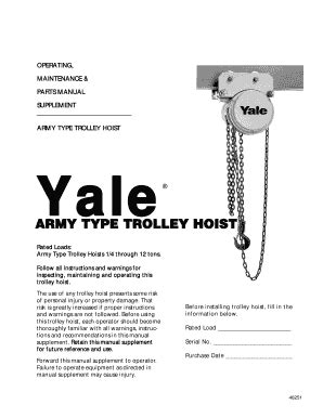 Fillable Online Yale Army Type Trolley Hoist.qxd - Hoists Parts Fax ...