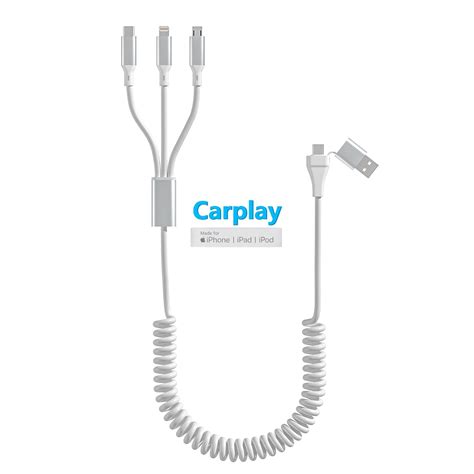Coiled USB C to Lightning Cable for Apple Carplay[MFi Certified],Multi ...