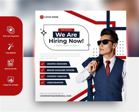 Wir stellen ein Job-Social-Media-Banner-Post-Vorlage ein | Premium Vektor