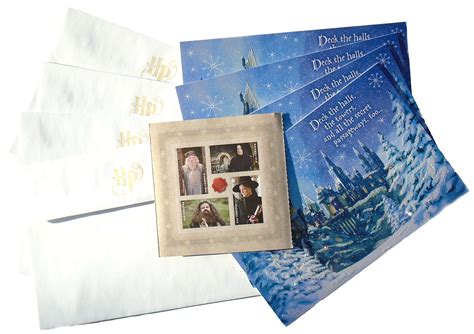 Buy Set of 4 Glitter Hogwarts Castle Christmas Cards with USPS Harry ...