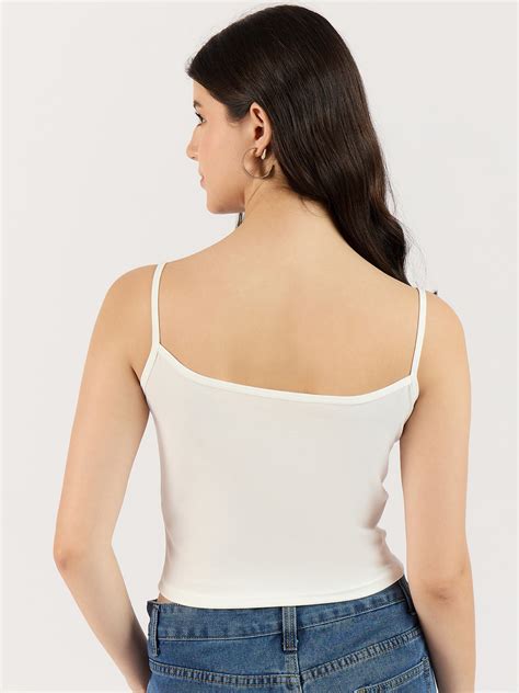 Shop Solid White Basic Cami Top - for Women | OUTZIDR | Gen-Z Style