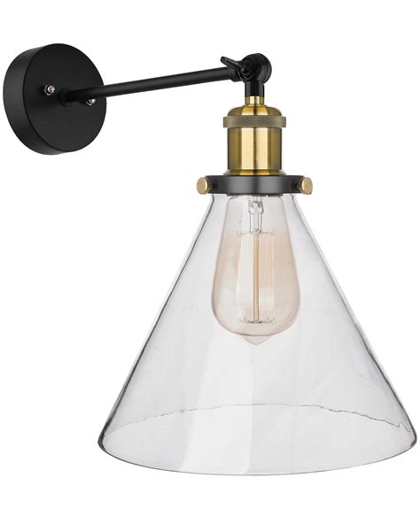 Edison Industrial Glass Cone Wall Lamp, Vintage Industrial Loft, E27 H ...
