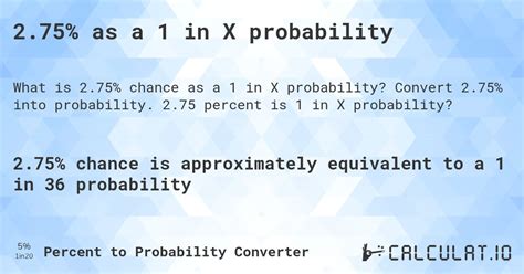 2.75% as a 1 in X probability - Calculatio