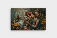 Radha-Krishna : Vṛindavan's Symphony Canvas Wall Art (36 x 24 Inches ...