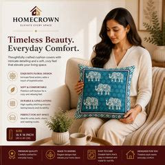 Teal Elephant Velvet Cushion Covers 16x16 Inch Set of 5 | Homecrown