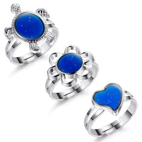 Buy Finrezio Color Changing Mood Ring for Women and Girls Turtle/Flower ...