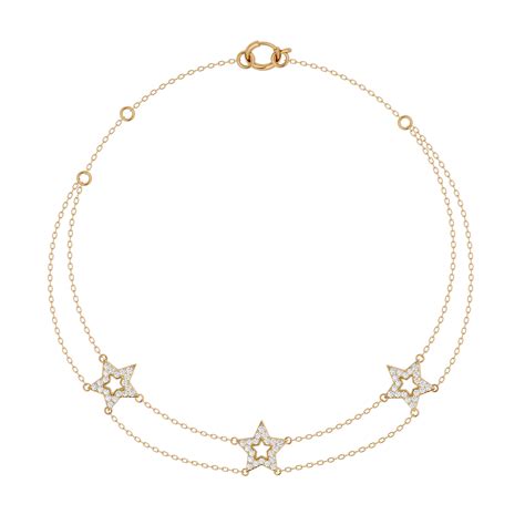 Solid Gold Diamond 3 Star Bracelet – Raf the Label