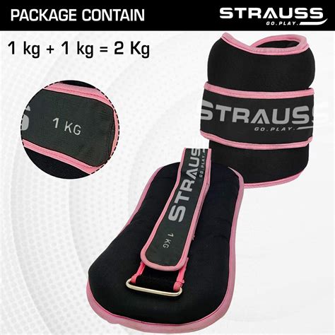 Strauss Round Shape Ankle Weight, 1 Kg (Each), Pair, (Pink) – StraussSport
