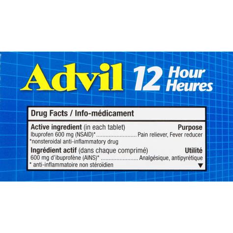 Advil 12 Hour Tablets, 600 mg Ibuprofen, 16 Count - Extended Pain Relief for Backaches, Fever ...