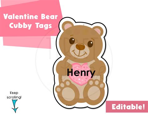 Editable Valentine Cubby Tags | Winter Cubby Name Tags - Made By Teachers
