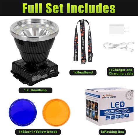 Hunting friends Rechargeable LED Headlamp with Flood and Spot Beam ...