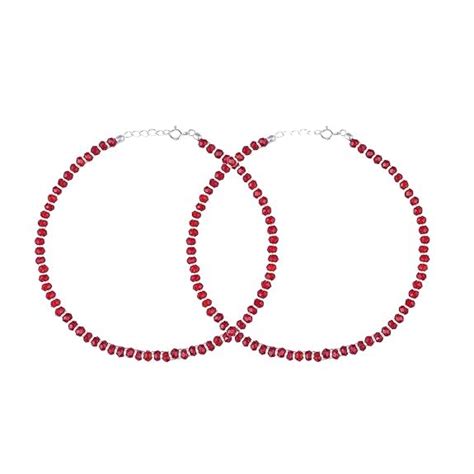 Buy Shree Vabhavi Dizajner 925 Pure Silver Nazariya Anklet With Red ...