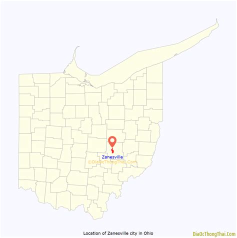 Map of Zanesville city, Ohio - Thong Thai Real