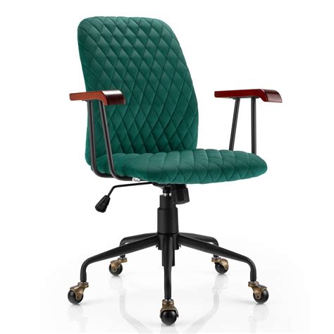 COSTWAY Velvet Office Chair, Ergonomic Swivel Computer Desk Chair with ...