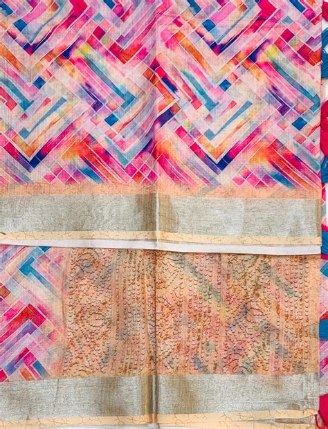 Jute Cotton Saree Pink Shade with Thread Border – Kumaran Silk