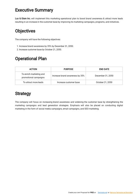 Blank Operational Plan Template 的图像结果