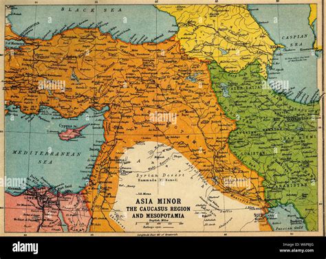 'Asia Minor, the Caucasus Region and Mesopotamia', First World War, c1915, (c1920). Map of part ...